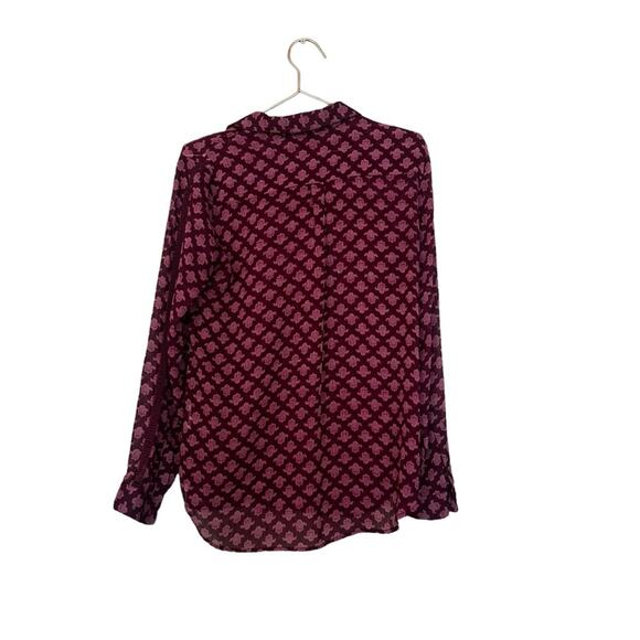 Kut from the Kloth Women's Maroon Print Crepe Blouse - Medium - Picture 6 of 7